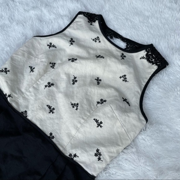 LOFT Black White A-line Dress 2 - Picture 11 of 12